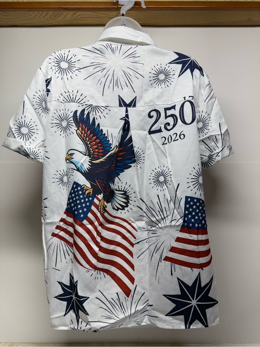 Patriotic Eagle Print Short-Sleeve Polo Shirt - White